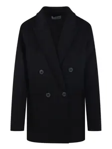 Двубортное шерстяное пальто THE DYNAMIS STUDIO, черный