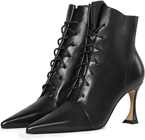 Женские формальные ботильоны YDN с заостренным носком и шнуровкой, на стойком каблуке или низком каблуке-китене, удобные для ходьбы, размеры 4-15 США, Black