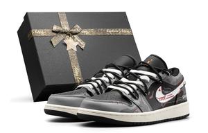 Кроссовки баскетбольные unisex низкие Air 1 Cushioning, Wear Resistant, винтажные, серые Jordan, черный