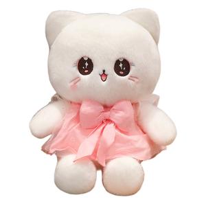 Мягкая кукла принцесса маленький котенок с кружевной юбкой, высота 24см/35см/45см/60см MLING, розовый