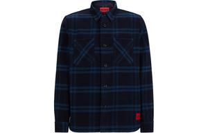 Футболка мужская синяя HUGO BOSS в клетку из мягкой ткани свободного кроя