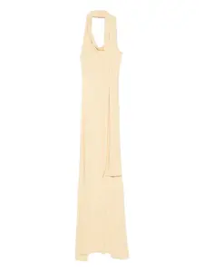 Длинное платье с драпировкой и завязками на шее Aya Muse, желтый