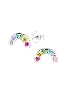 Alexander York Серьги-гвоздики с радужными кристаллами, разноцветные, из серебра 925 пробы, комплект из 2 штук