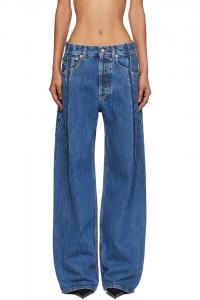 Реконструированные джинсы с разрезами Vetements, синий