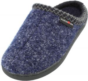 Унисекс тапочки HAFLINGER Nordkap из шерсти с твердой подошвой, темно-синий