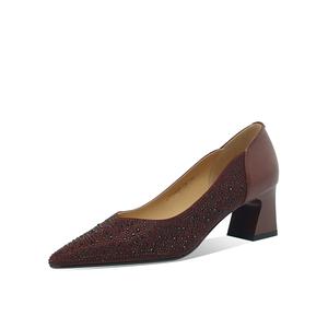 BOERDIQI Женские туфли на массивном каблуке 5,3 см бордовые (стелька из овчины), цвет Burgundy (Sheepskin Insole)