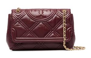 Fleming Leather Shoulder Bag, Сумка через плечо Классическая Женская Бордо TORY BURCH