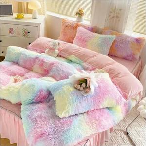 Generic Комплект постельного белья плюшевый однотонный с защипом