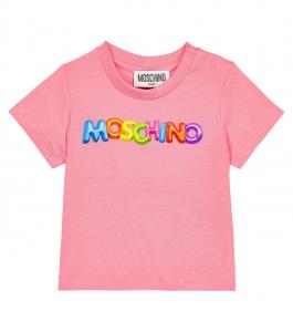 Футболка из смесового хлопка с логотипом baby Moschino Kids, белый