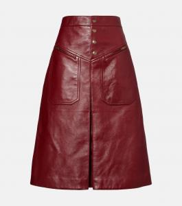 Кожаная юбка миди Chloé, Dark Ruby