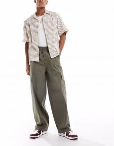 Брюки-карго свободного кроя цвета хаки Asos Design