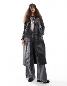 Тренчкот Barneys Originals из натуральной кожи черного цвета