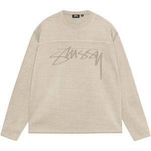Хлопковая футбольная толстовка с пигментной окраской Stussy, Sand