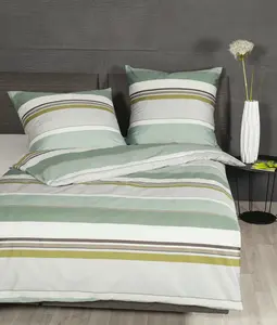 Постельное белье Janine Flannel DAVOS BL 135x200 см, зеленое, пододеяльник Original Janine