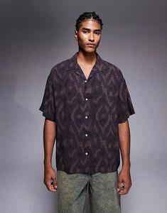 Рубашка ADPT оверсайз с коричневым геометрическим принтом