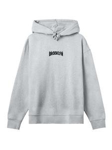 Толстовка Brooklyn New York с вышивкой в сером меланжевом цвете F4NT4STIC