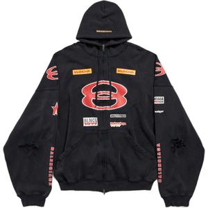 Спортивный худи с молнией sponsor logos large Balenciaga, черный