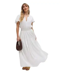 Женское жаккардовое платье макси Candice с рукавами-крылышками Raffya, белый