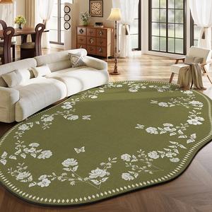 Budis Ковер 200х300 см для гостиной/спальни, круглый, винтажный, стиль American Garden, моющийся