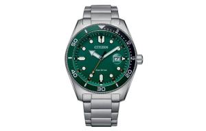 CITIZEN Часы Solar Quartz Movement Stainless Steel Strap Watch Men's Watch Green Dial AW176880X, Green Dial