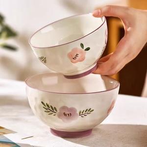 Ceramics Набор керамических чаш для риса с подглазурным покрытием для дома, стильный комплект тарелок и мисок 2025, подарок на новоселье, каменный узор 6 дюймов, 2 предмета