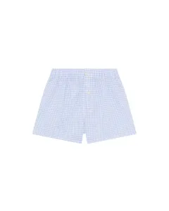 Детские хлопковые боксеры белого цвета в синюю клетку Kiff-Kiff, светло-голубой