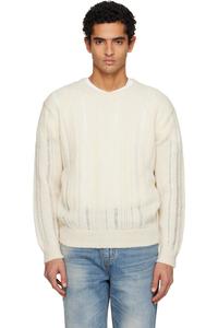 Tonywack Свитер Off-White из детской мохеровой ткани с рваными краями в рубчик