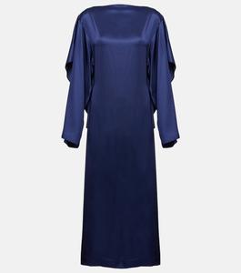 Атласное платье миди с драпировкой MM6 MAISON MARGIELA, синий
