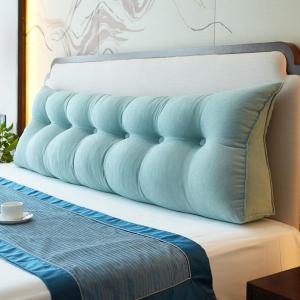 Подушка-подголовник COZMAX для дивана, кровати, кресла, синий, большая клиновидная, со съемным чехлом, поддержка спины и поясницы.