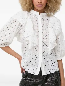 Блузка Honey с оборками и вышивкой Notes du Nord, белый