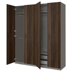 Гардероб PAX/STORKLINTA IKEA, 200x60x236 см, цвет dark grey/dark brown stained oak effect