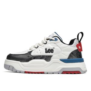 Lee Классические модные повседневные универсальные минималистичные стильные пухлые кроссовки низкие скейтерские мужские черно-белые, цвет Black White