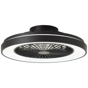 Блестящая светодиодная потолочная лампа Mazzaro Deckenventilator 1 шт., теплый белый - холодный белый, потолочный светильник, вентилятор, 48,5 см, цифровой RGB, CCT, регулируемая яркость Brilliant, черный