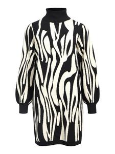 Вязаное платье OBJECT RAY, черный/белый