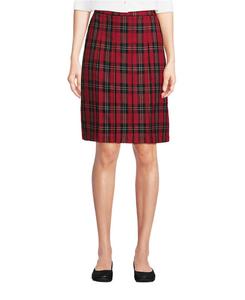 Женская клетчатая юбка-плиссе длиной до колена Lands' End, Red/black plaid