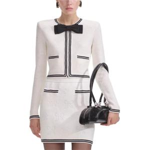 Топ Bow Jacquard Cardigan Self-portrait, белый