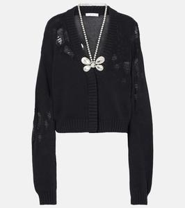 Кардиган из хлопка и кашемира с декором Area, черный