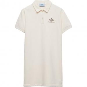 Мини-платье из флиса с короткими рукавами Prada, neutral color