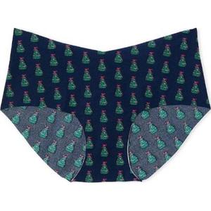 Victoria's Secret Женские трусы 1 упаковка marine blue с принтом рождественской елки