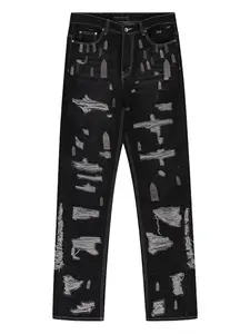 Джинсы с эффектом потертости Who Decides War, черный