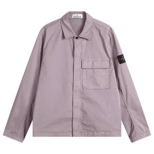 Рубашка-куртка из органического хлопкового твила Stone Island, фиолетовый серый