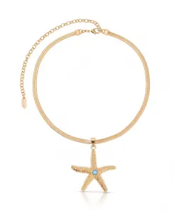 Цепочка-Ёлочка с подвеской в виде морской звезды из бирюзы Ettika, turquoise