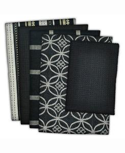 Набор из 5 кухонных полотенец и салфеток разных цветов Design Imports, Black