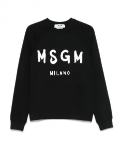 Черная хлопковая толстовка, стильный дизайн. Msgm, черный