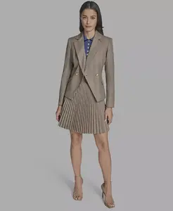 Женский клетчатый блейзер с зазубренным воротником BCBG, серый