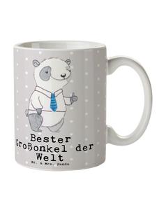 Кружка-панда Лучший двоюродный дедушка в мире с надписью пастельно-серого цвета Mr. & Mrs. Panda