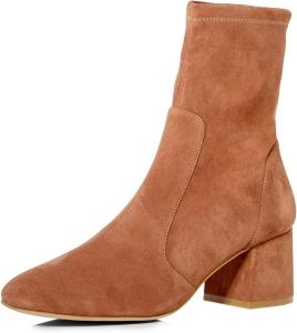 Женские ботильоны FOWT с круглым носком, широким низким каблуком, эластичной вставкой, удобные зимние повседневные туфли, размер 4-16 US, Brown