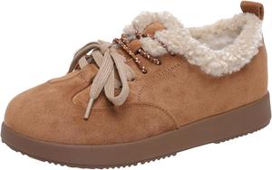 Женские хлопковые туфли IWIHMIV, теплые женские кроссовки на плоской подошве, шнуровка, повседневные уличные нескользящие прогулочные туфли, Orange