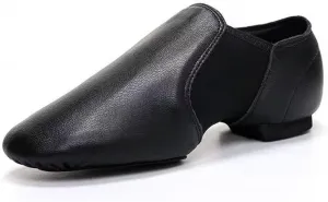 Унисекс кожаные джазовые туфли слипоны для танцев для женщин и мужчин, балетные балетки GYUBL, черный