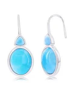 Серьги из стерлингового серебра с треугольными и овальными ларимарами Caribbean Treasures, blue